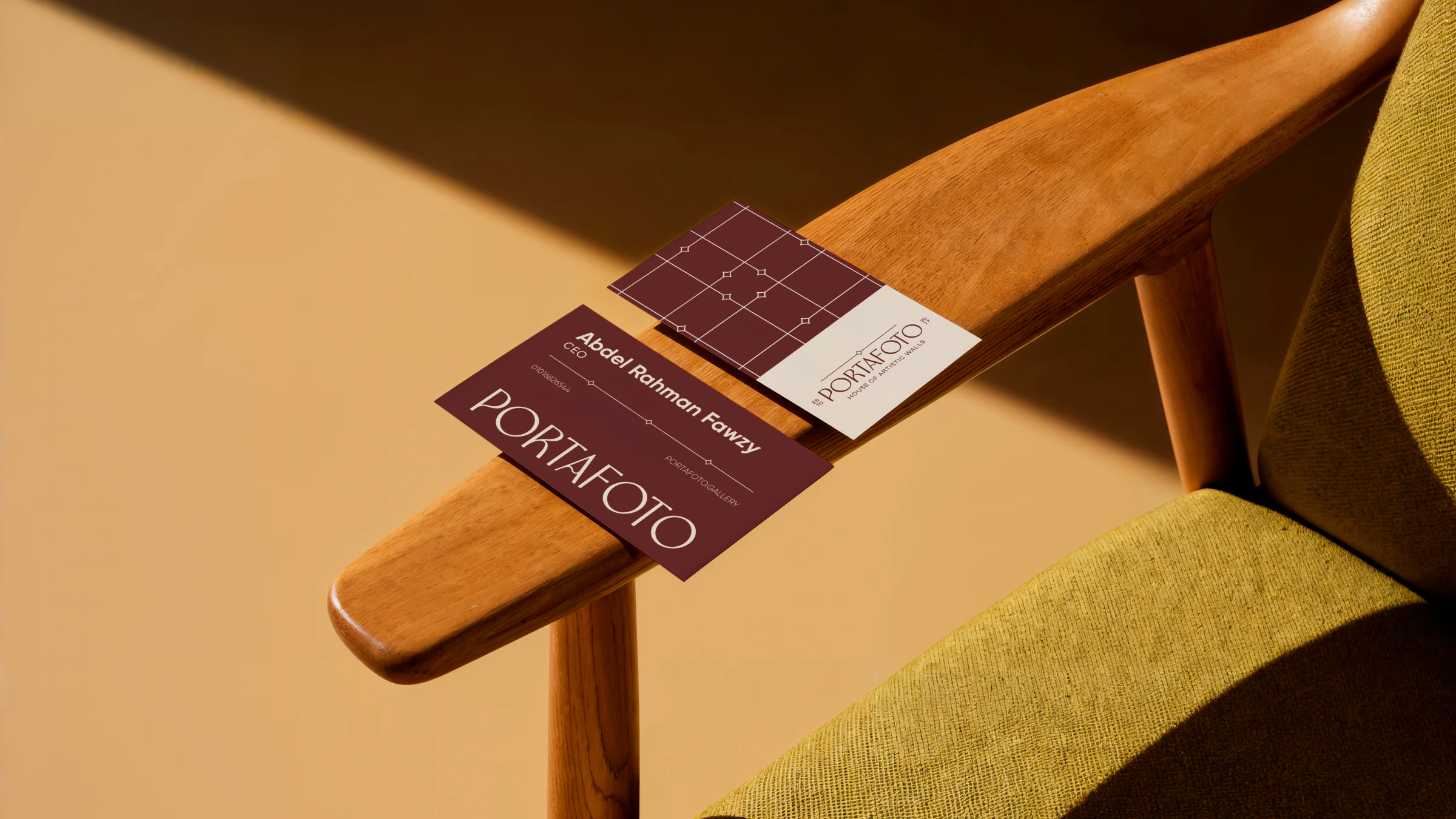 Portafoto rebrand shown through premium identity applications