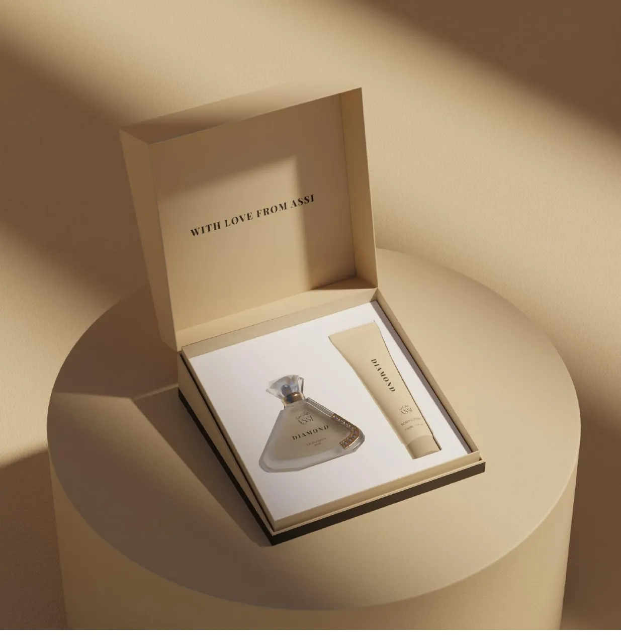 Diamond fragrance gift set mockup