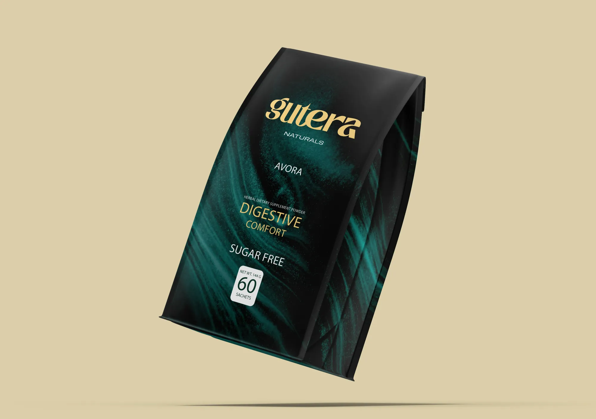 Gutera single-pouch packaging mockup